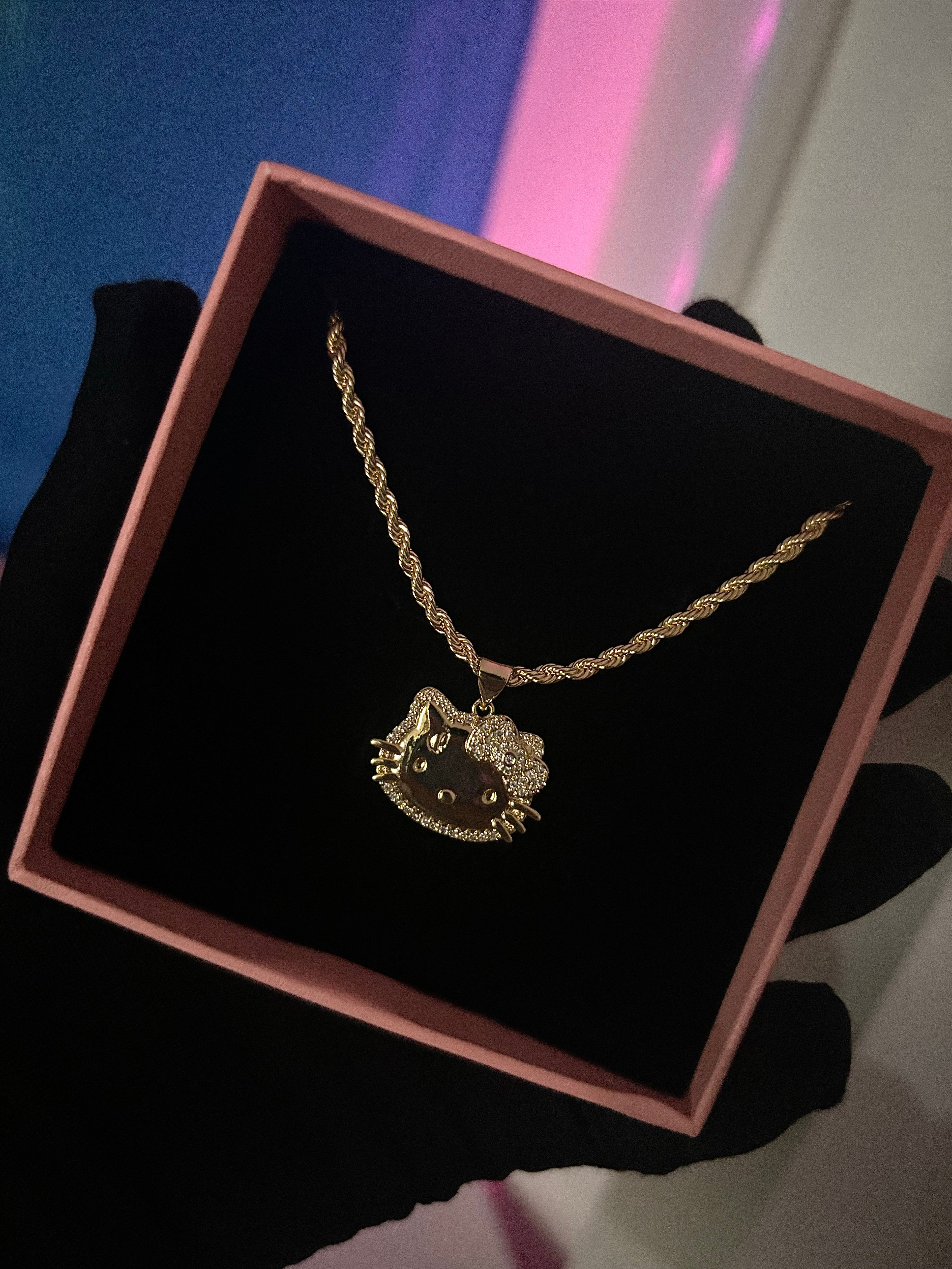Kitty Pendant + Rope Chain