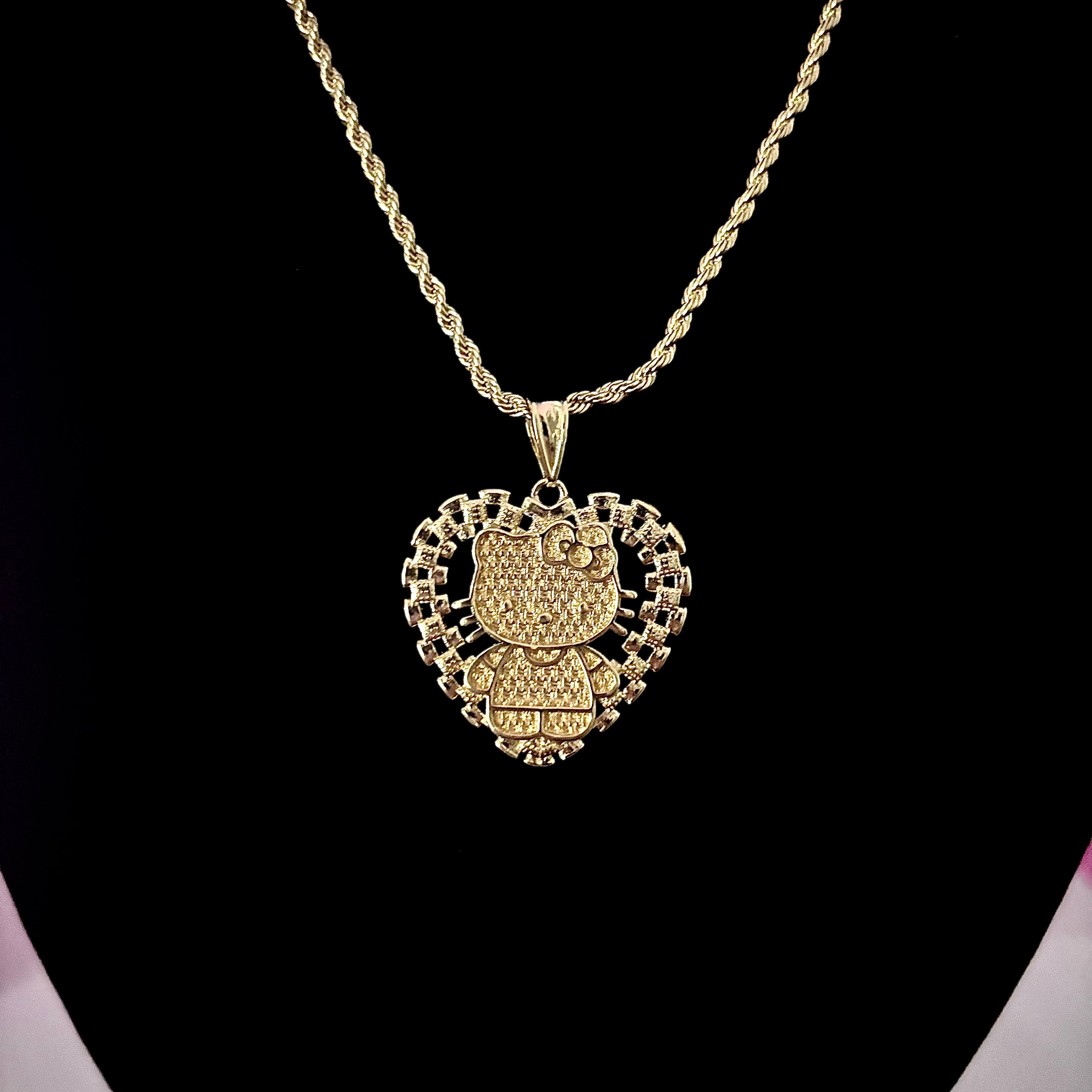 Kitty Pendant + Rope Chain
